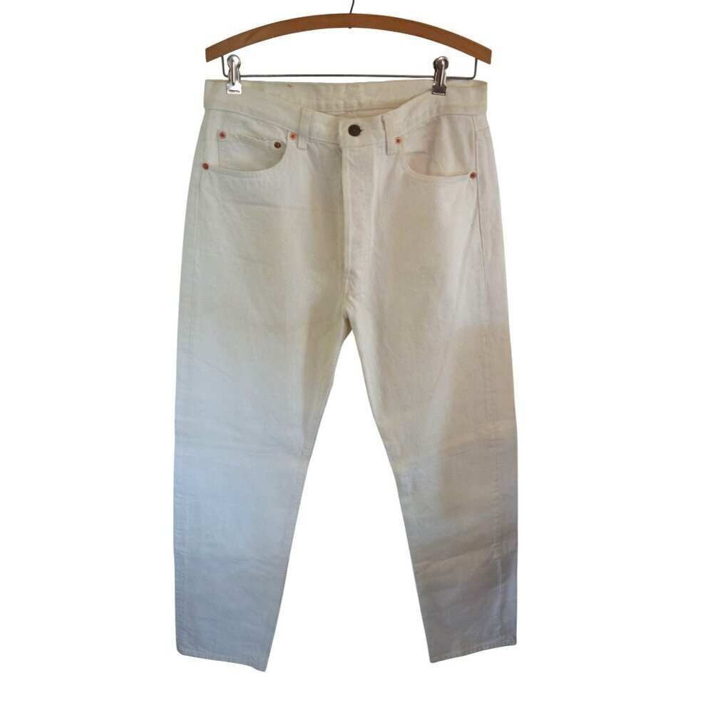 Vintage 1970s Off White Levi's Men's 100% Cotton Denim Jeans Button Fly 33W 33L
